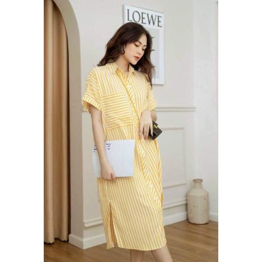 ĐẦM SUÔNG SỌC CỔ SƠ MI