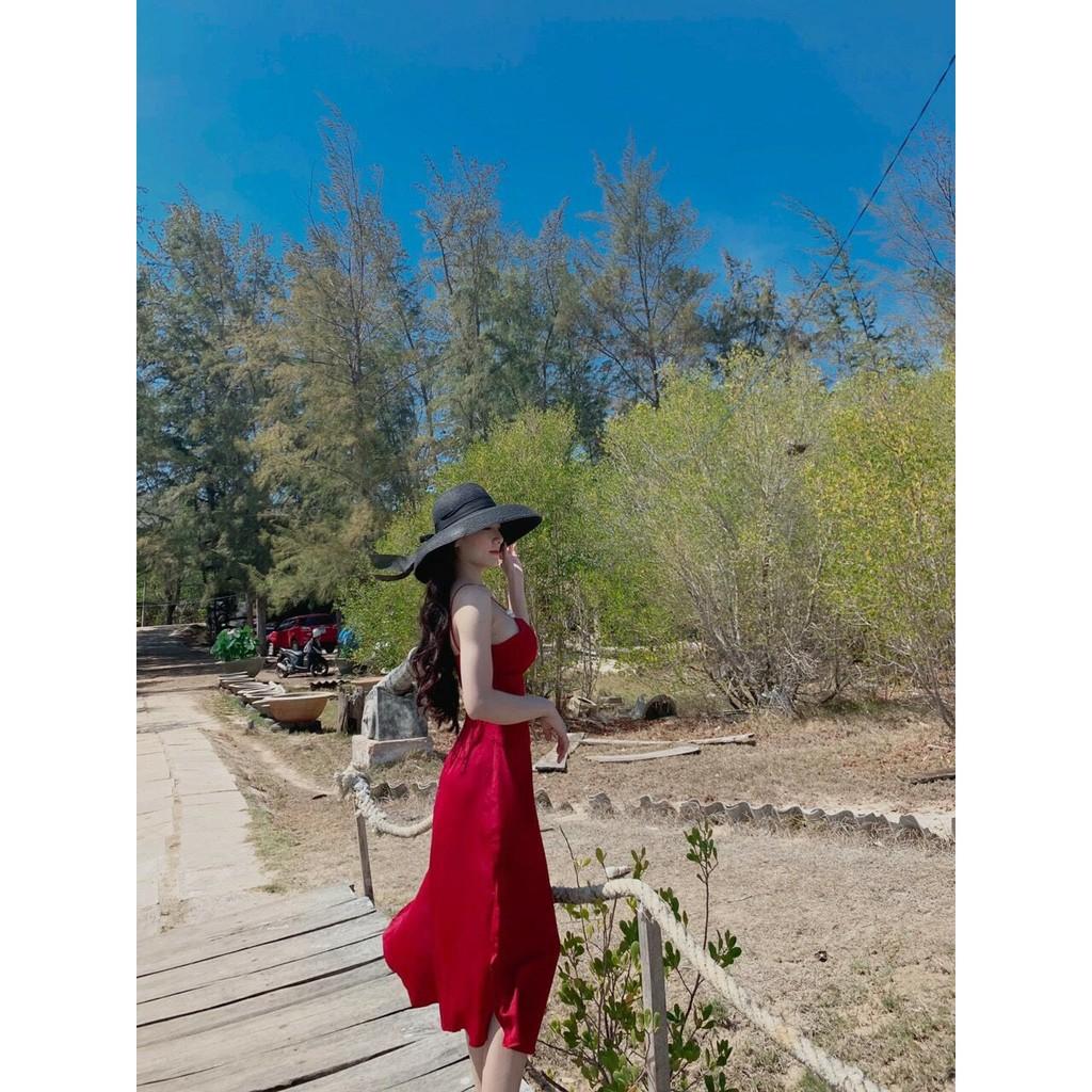 Đầm maxi 2 dây đính cườm xinh xắn có mút