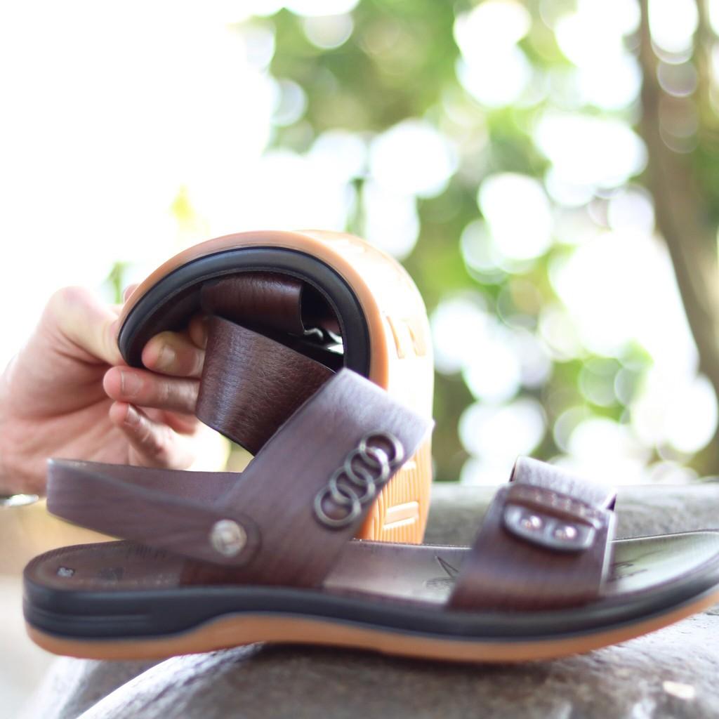 Sandal da bò - dép nam cao cấp HT.NEO siêu êm ái,thoải mái và mềm chân khâu may chân quai siêu chắc chắn SD60