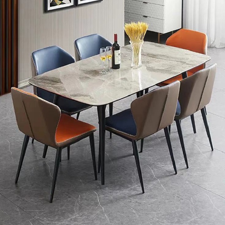 Bàn ăn hiện đại Mặt đá 140cm cao cấp hiện đại - Bàn ăn sang trọng 1m4 đa năng mặt đá Chân kim loại bền đẹp BGA028