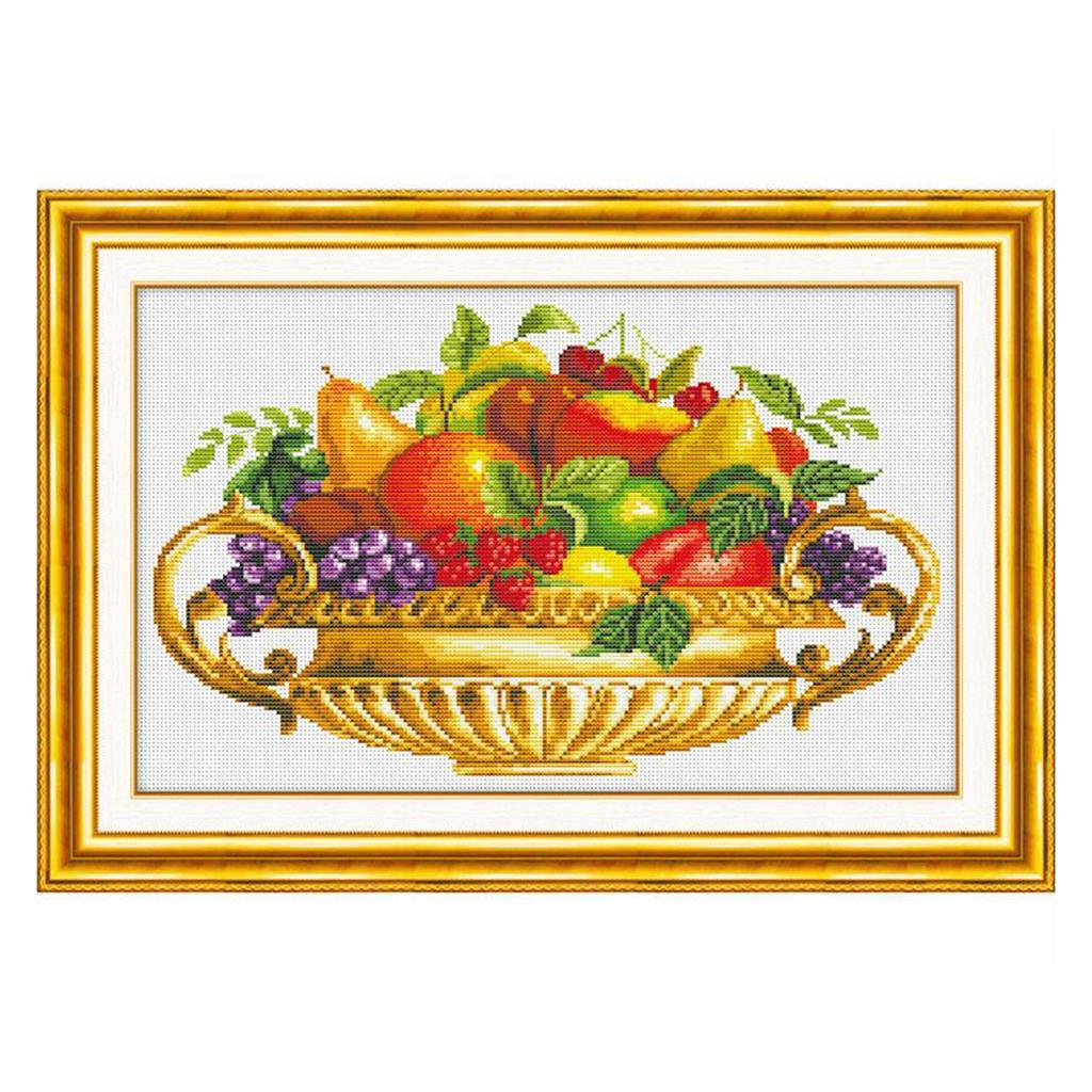 DIY Stamped Cross Stitch Kit Pre-Printed Pattern - Fruits 11 Count 55x36cm