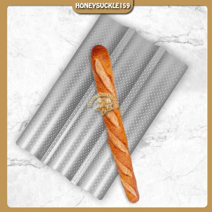 Khay Nướng Bánh Mì Pháp Baguette 4 Rãnh Chống Dính Lượn Sóng 38x33x2.5cm