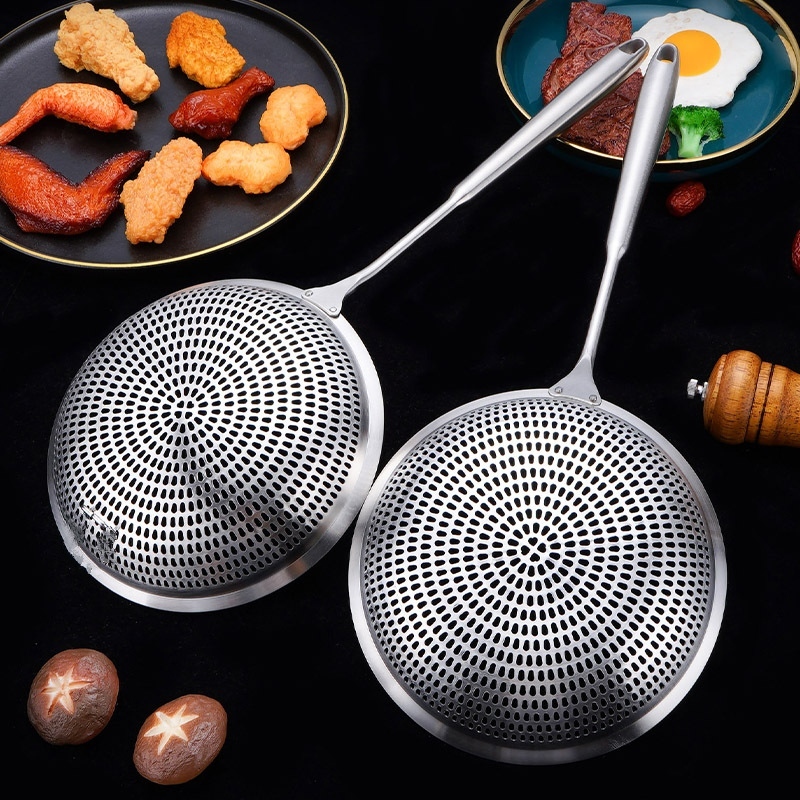 Vợt Lưới Đột Dập Rổ Lọc Thức Ăn Đa Chức Năng Cho Nhà Bếp Vá Sạn Vợt INOX SUS304 Cao Cấp - Có 3 kKích cỡ 14cm / 16cm / 18cm