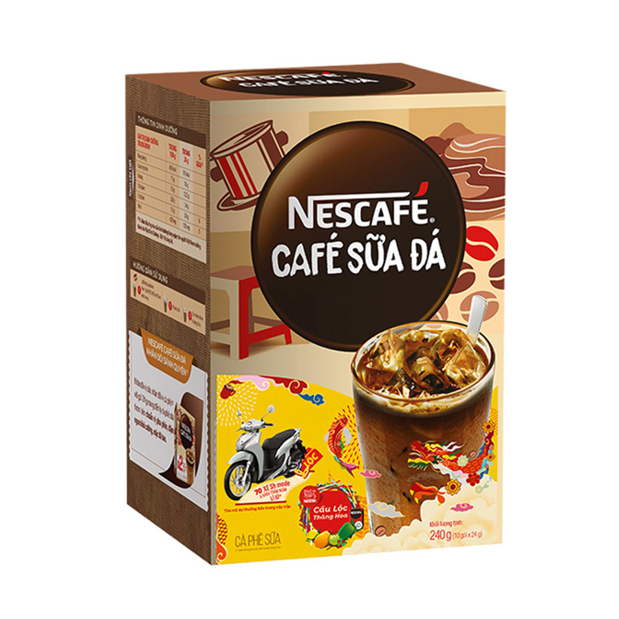 Cà Phê Sữa NESCAFÉ Cà Phê Sữa Đá (Hộp 10 Gói x 24g)