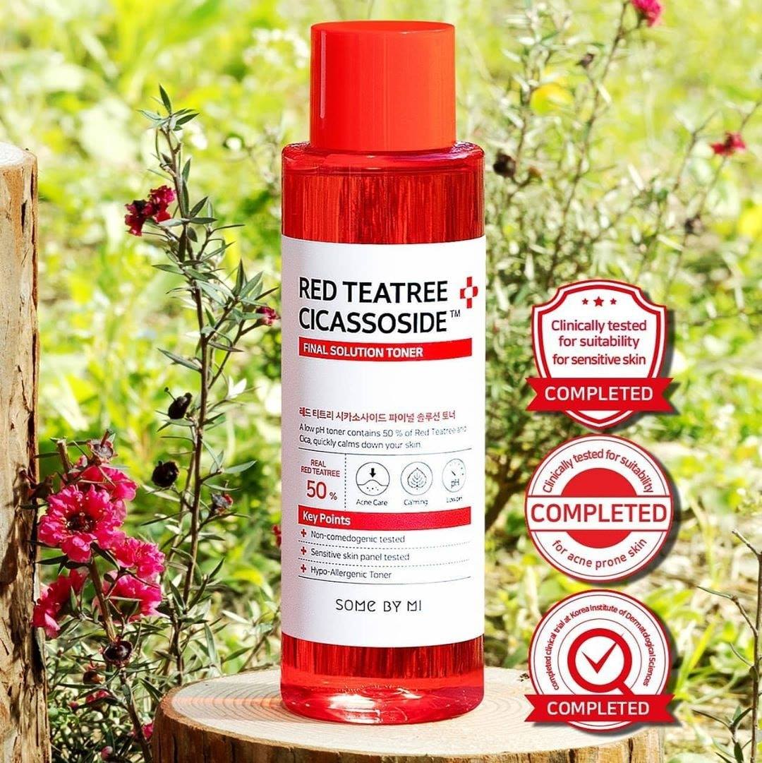 Combo Nước Hoa Hồng Giảm Mụn + Tinh Chất Cho Da Siêu Nhạy Cảm Chiết Xuất Tràm Trà Đỏ Some By Mi Red TeaTree Cicassoside Final Solution