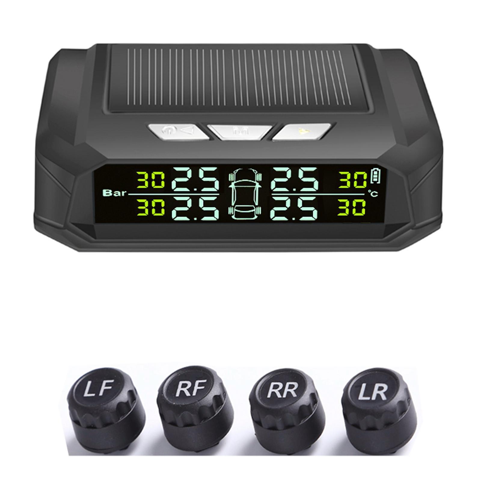 Tire Pressure System Solar USB LCD Display External Sensors