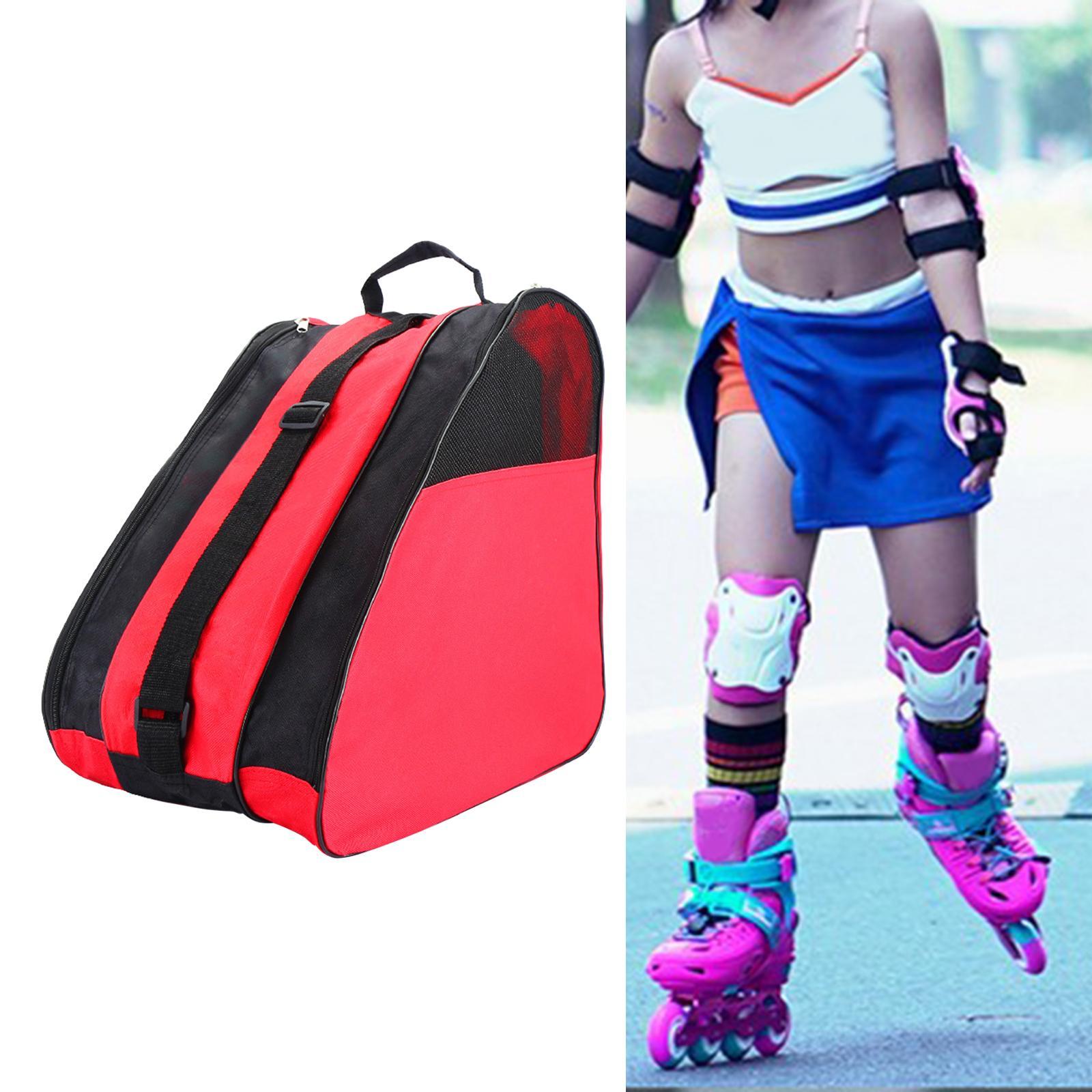 Roller Skates Bag Shoulder Strap Kids Shoulder Bag Skating Sports Red