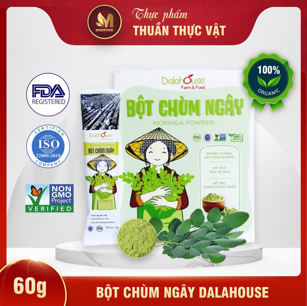 Bột Chùm Ngây Hữu Cơ Nguyên Chất Sấy Lạnh Dalahouse 60g