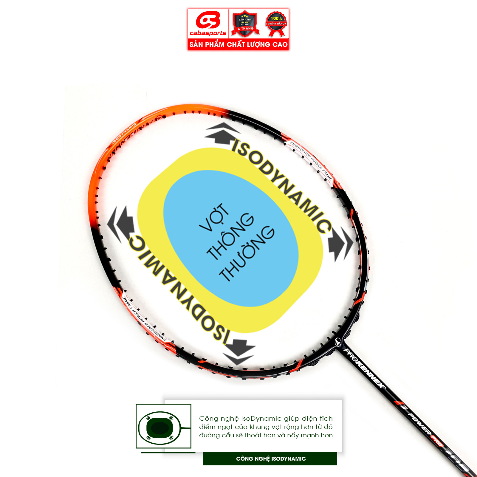 Vợt cầu lông ProKennex POWER PRO 708 chính hãng công thủ toàn diện - Tặng kèm quấn cán và túi vải Cabasports