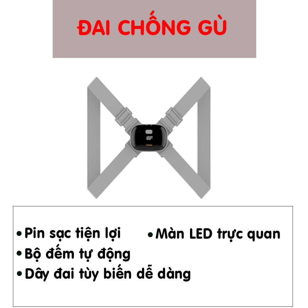 Đai chống gù lưng thông minh điều chỉnh tư thế - Cảm biến báo rung, đếm số lần ngồi sai - Pin sạc tiện lợi, nhỏ gọn, thích hợp dùng cả cho học sinh