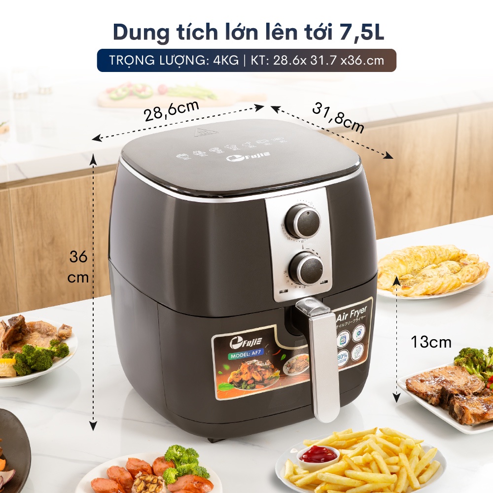 Nồi chiên không dầu 7.5 Lít nhập khẩu CN Nhật Bản FujiE AF7 - Hàng chính hãng