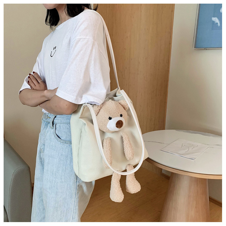 Túi Xách Tote Thời Trang Phối Gấu Bông Xinh Xắn TX563