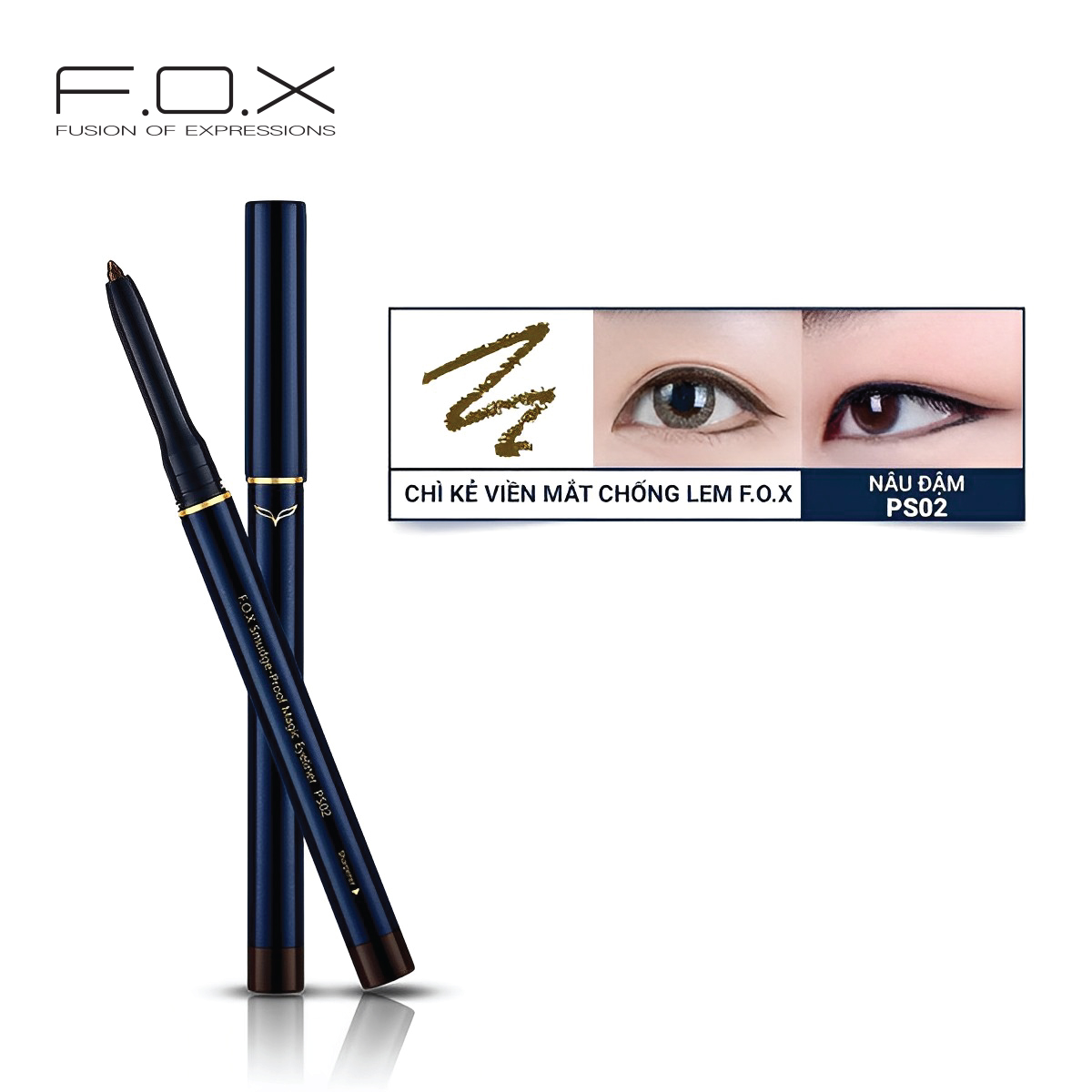 Chì Kẻ Viền Mắt Chống Lem FOX Smudge-Proof Magic Eyeliner 0.3g