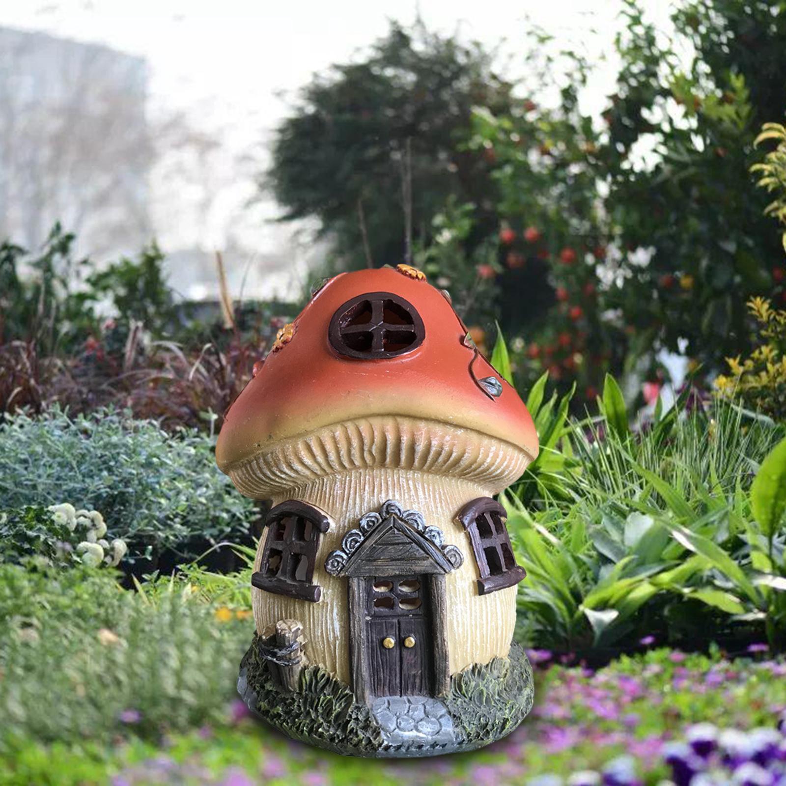 Resin Mushroom House Statue, Decoration, Rustic Indoor Outdoor Beach Yard, Room Home Decor, Yard Garden Desktop