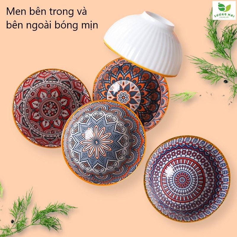 Bộ 6 bát ăn bằng gốm và 6 đôi đũa bằng gỗ