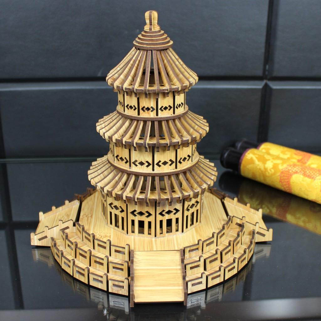 Đồ chơi lắp ráp gỗ 3D Mô hình Tháp Thiên Đường - Tặng kèm đèn LED USB trang trí
