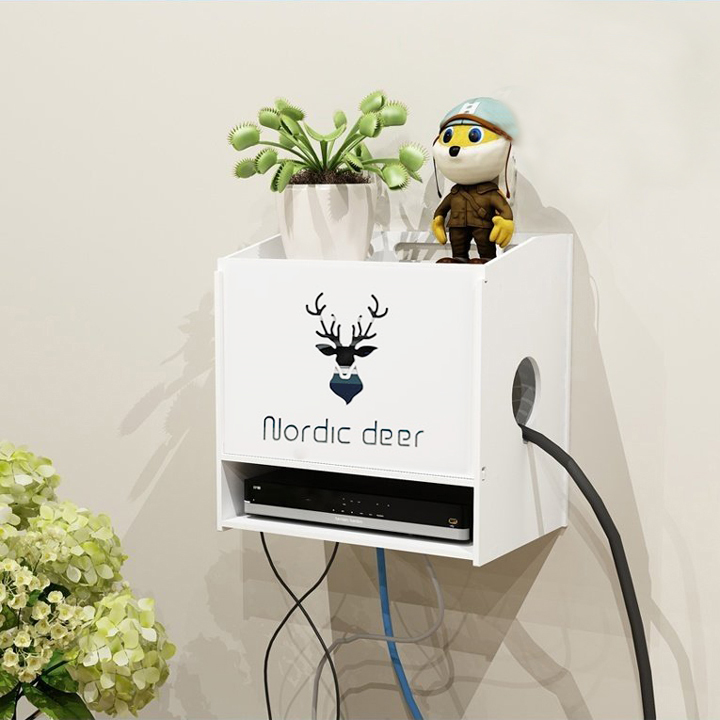 Hộp đựng wifi &amp; ổ điện tiện lợi NORDIC DEER 3 Tầng không cần khoan tường phong cách scandinavian