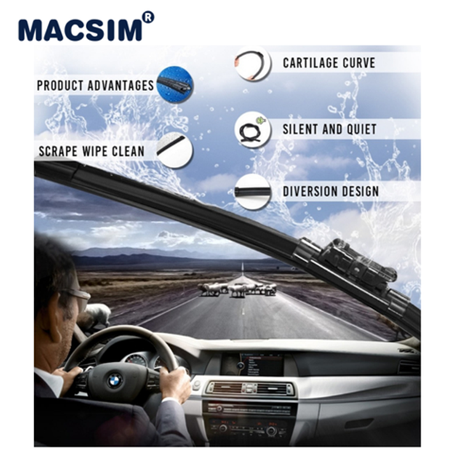 Combo cần gạt nước mưa ô tô Nano Silicon Macsim cho xe Mazda3 2006-2012