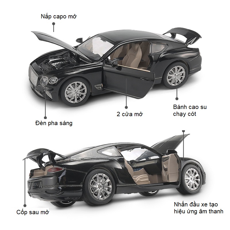 Xe Mô Hình Hợp Kim Siêu Xe Bentley Continental GT Tỉ Lệ 1:24 