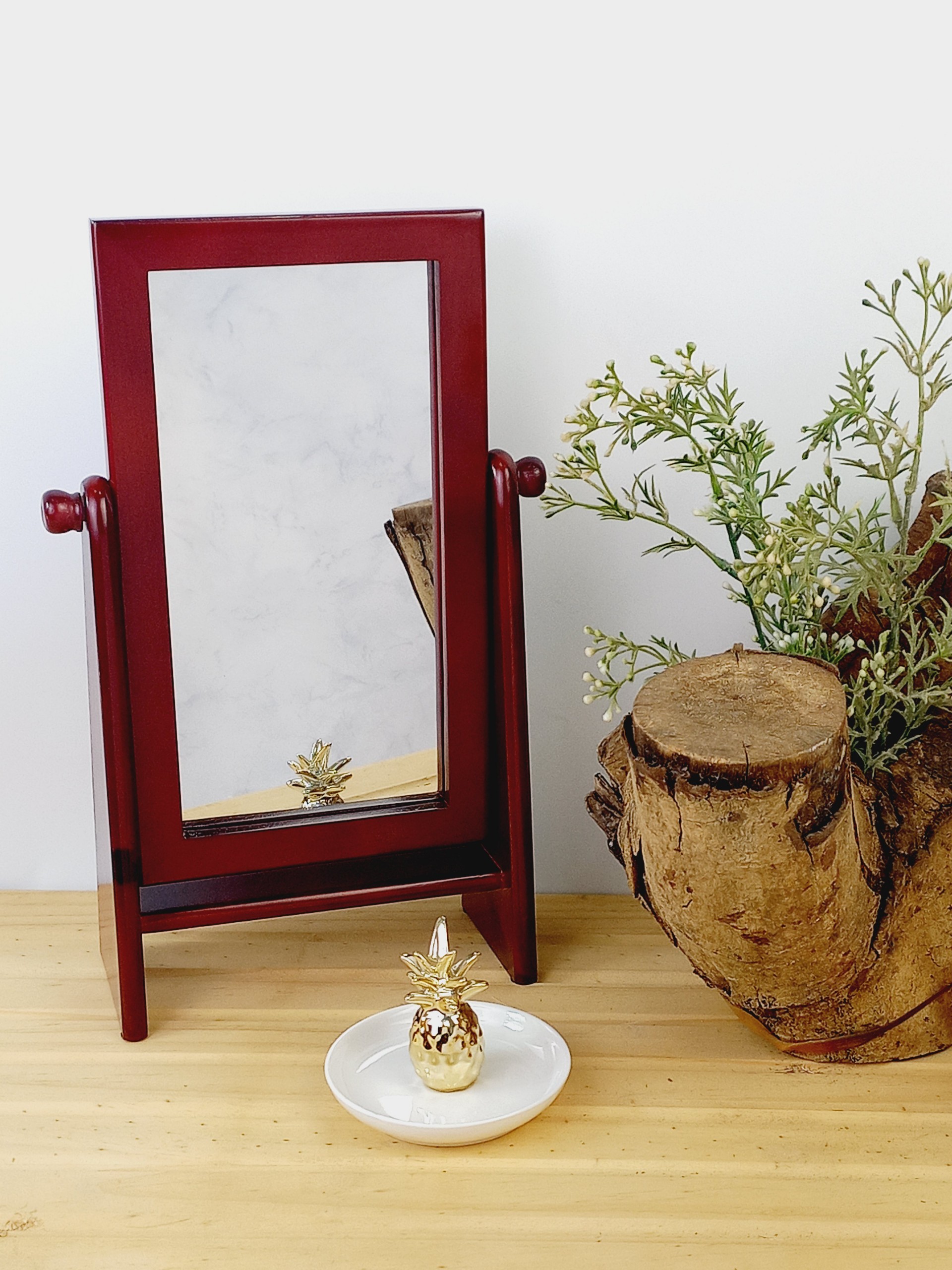 Gương Trang Điểm, Gương Khung Gỗ Để Bàn Decor Trang Nhã SB04 - Hàng VN Xuất Khẩu