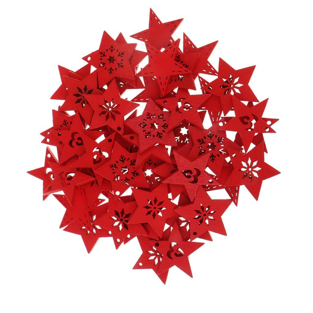 100pcs Unfinished Wood Carved Star Cutout Shapes Wooden Pieces Embellishment
