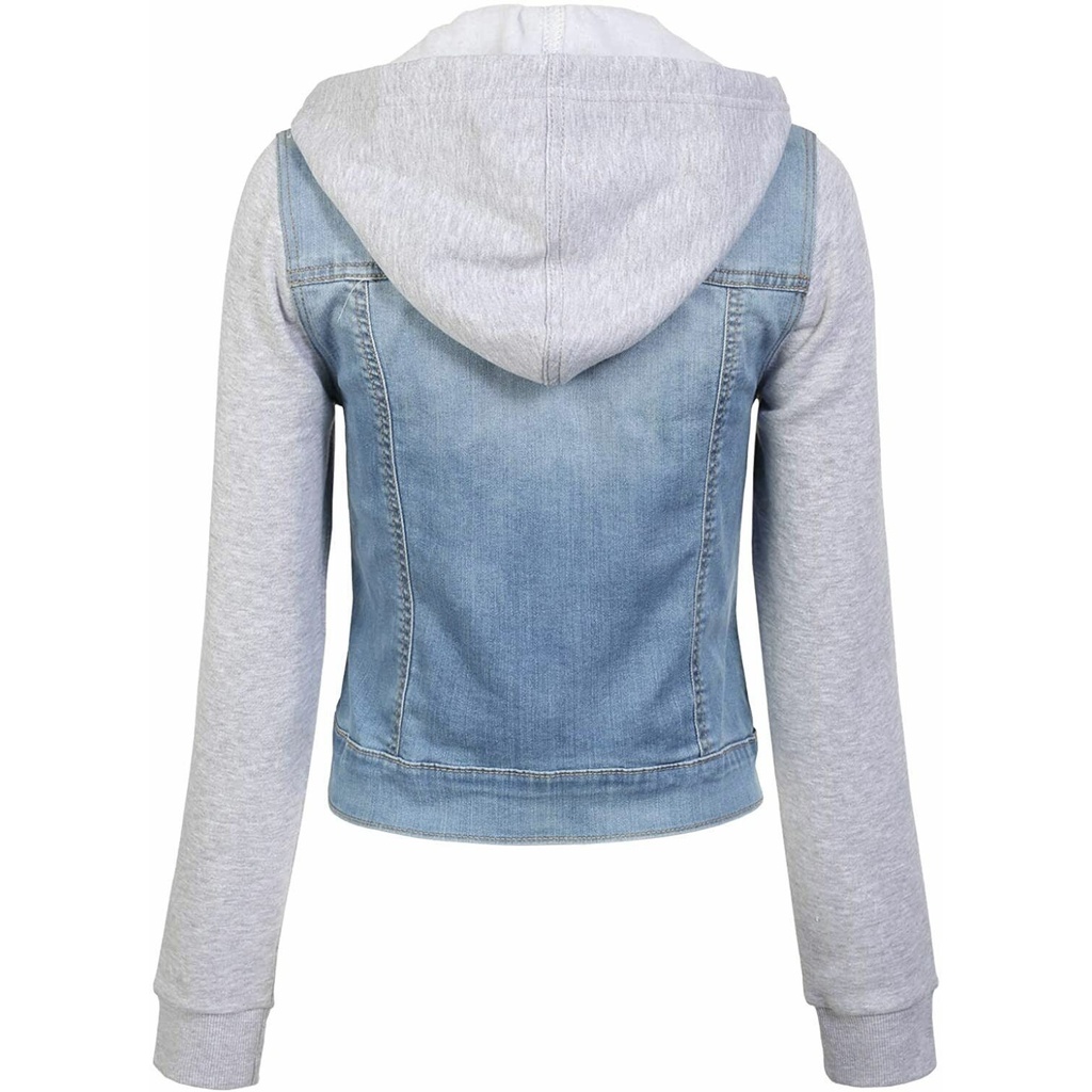 Khoác jeans W/x Denim jacket hood dành cho Nữ. Đẹp và chất. Chất jeans mềm, co giãn thoải mái. Có Nón