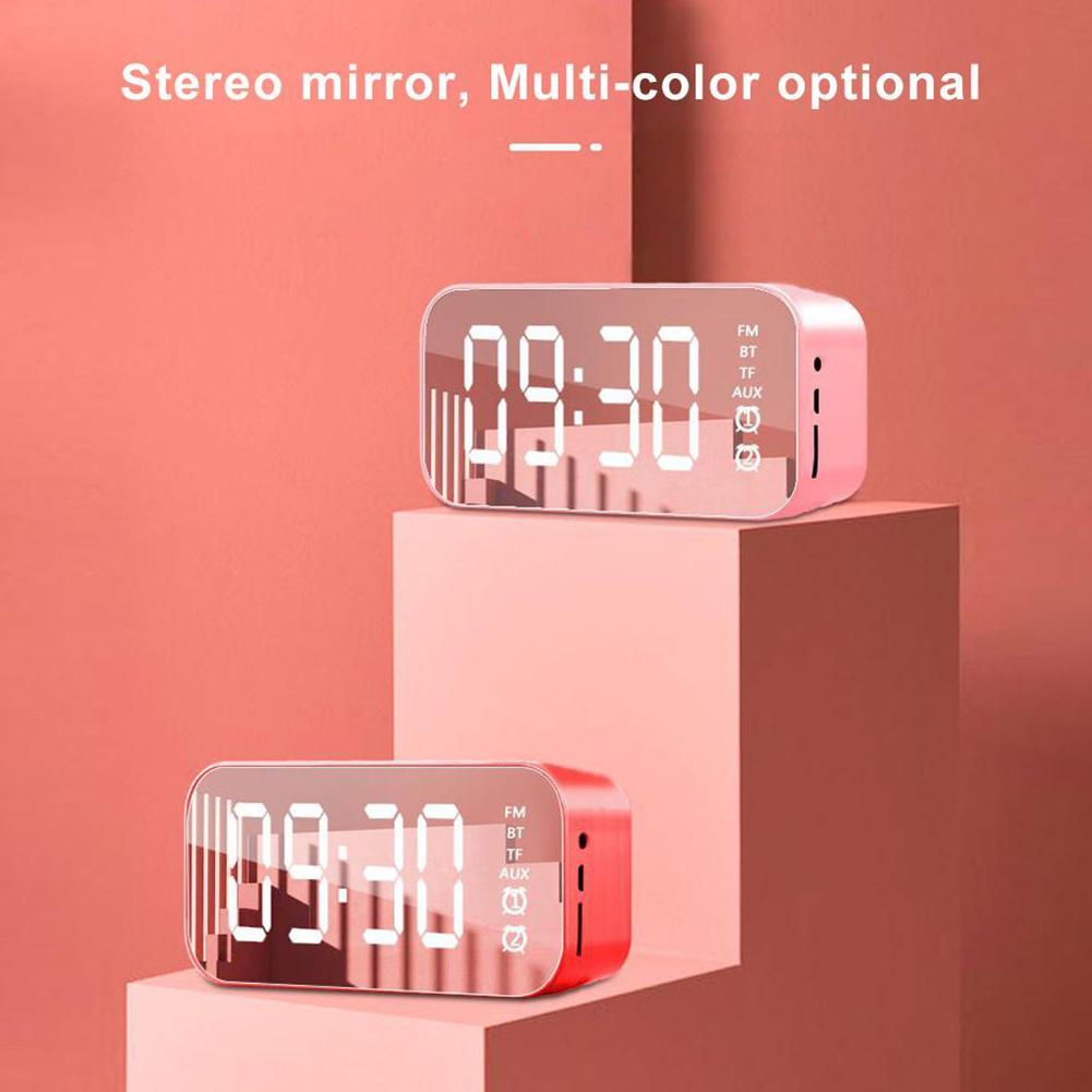 Loa Bluetooth không dây có đài FM Mini Thẻ di động Gương Đồng hồ báo thức Di động Cài đặt Bluetooth ngoài trời cho tất cả điện thoại Màu sắc: A18 Trắng