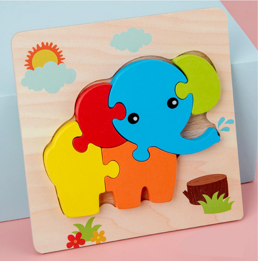 Tranh 3D ghép hình chất liệu gỗ an toàn thân thiện cho bé - Kích thước 15cm - Giao mẫu ngẫu nhiên