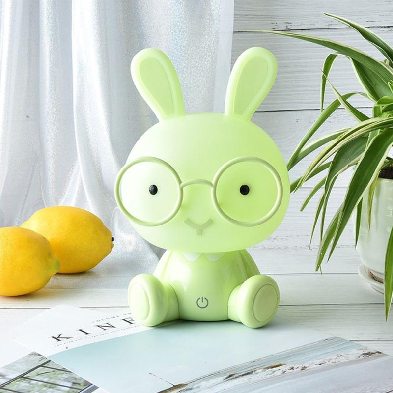 Đèn Ngủ Để Bàn Hình Thỏ Đeo Kính Dễ Thương Sạc Usb