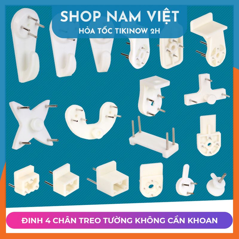 Đinh 4 Chân Đóng Tường Không Cần Khoan Treo Tranh, Giá Đỡ Khung Tranh