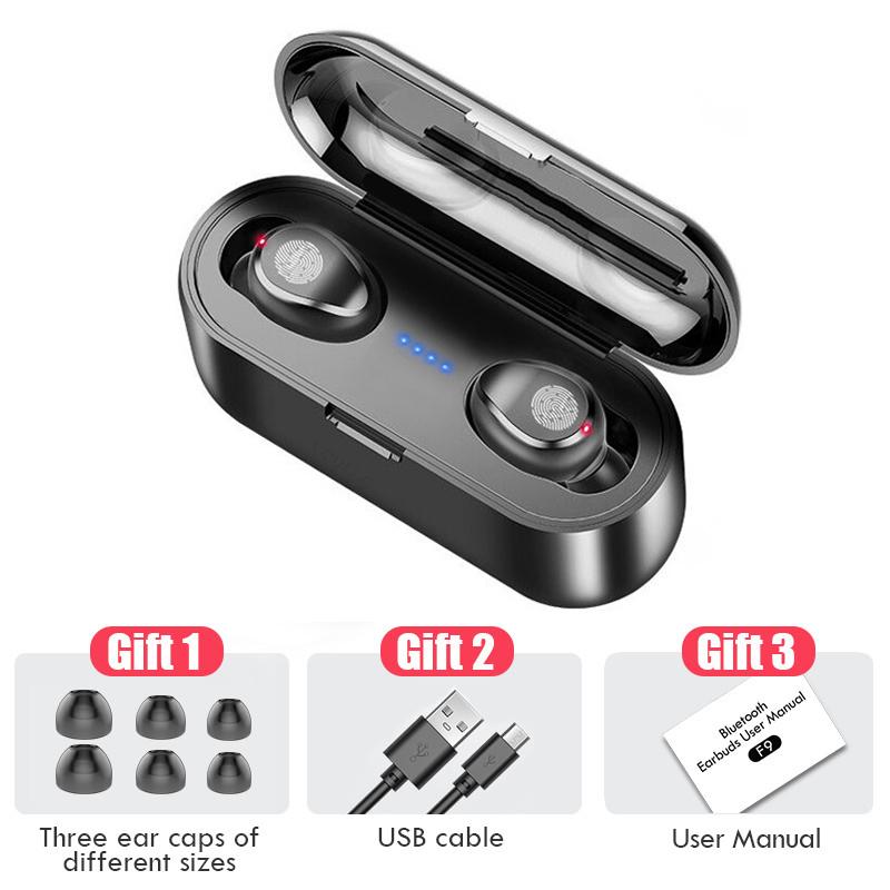 Bluetooth 5.0 9D Stereo Âm Nhạc Thể Thao Tai Nghe Không Dây Có Mic Tai Nghe 2000 MAh Power Bank Cho iPhone Samsung