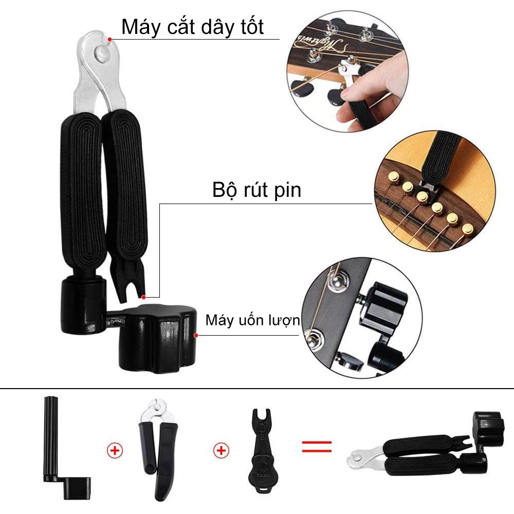 36 cái phụ kiện guitar Bộ bảo vệ ngón tay String Bộ quay số guitar nhẹ Bộ chỉnh màn hình LCD