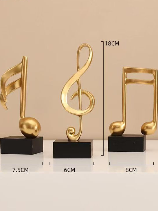 Mô hình 3 nốt nhạc, khoá sol mạ đồng bàn làm việc decor trang trí nhà cửa - Hàng chính hãng