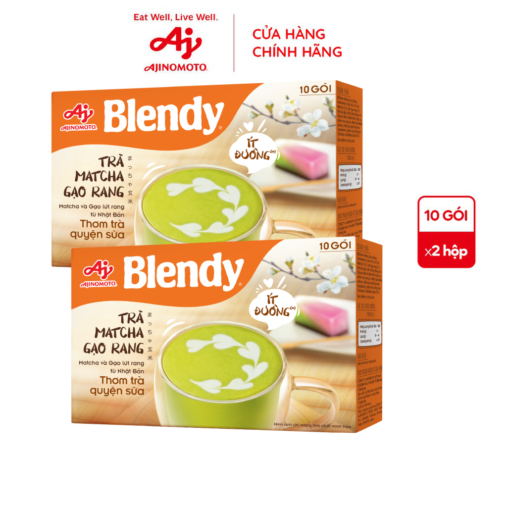 Combo 2 Hộp Trà Blendy® Matcha Gạo Rang 160g/Hộp (1 Hộp 10 Gói)