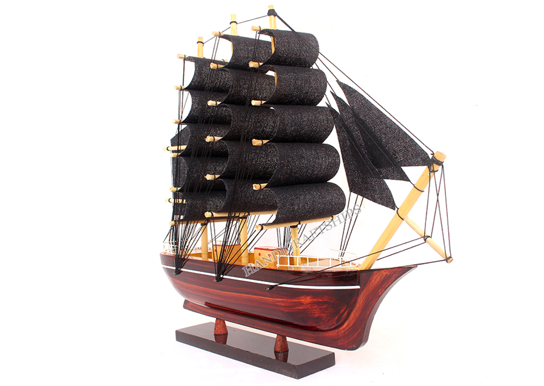 Thuyền buồm gỗ trang trí 25cm đen