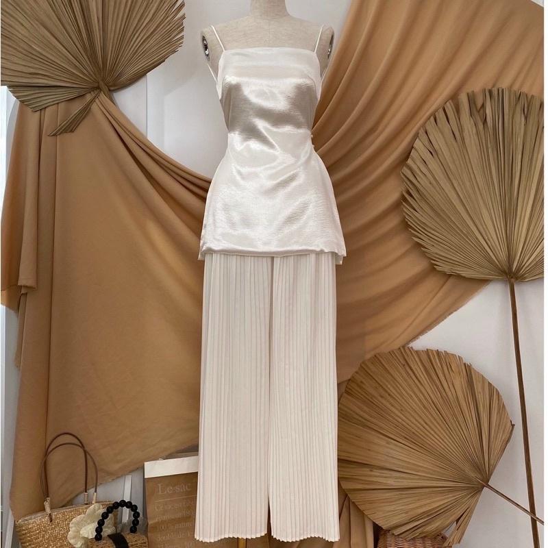 Sét áo lụa satin quần dập ly