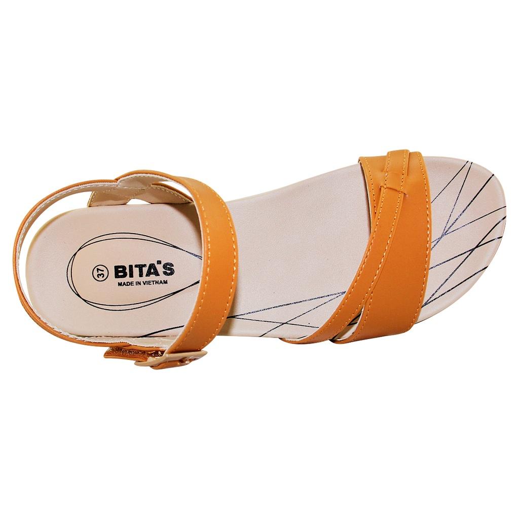 Sandal đế bằng nữ Bita's SYN.242 (Đen + Trắng + Vàng bò + Xám)