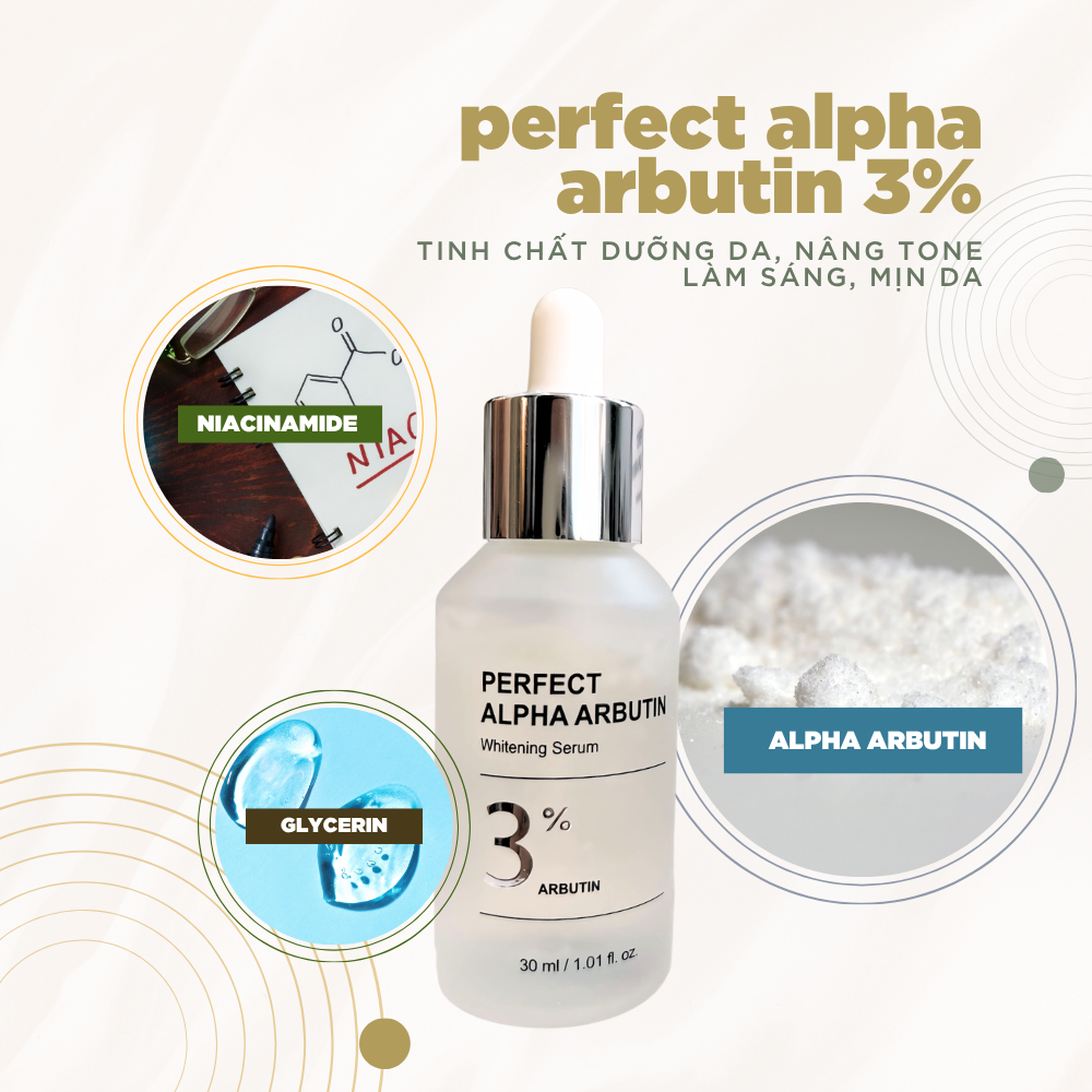 Tinh chất trắng da Perfect Alpha Arbutin 3% JJ Pure chính hãng Hàn Quốc, chai 30ml