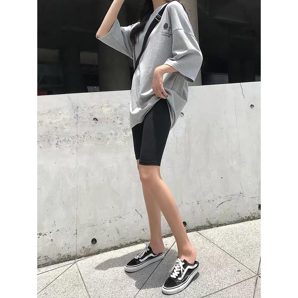 Quần Legging Lửng Nữ Xuất Hàn Quần Biker Ôm Tập Gym Dáng Ngắn