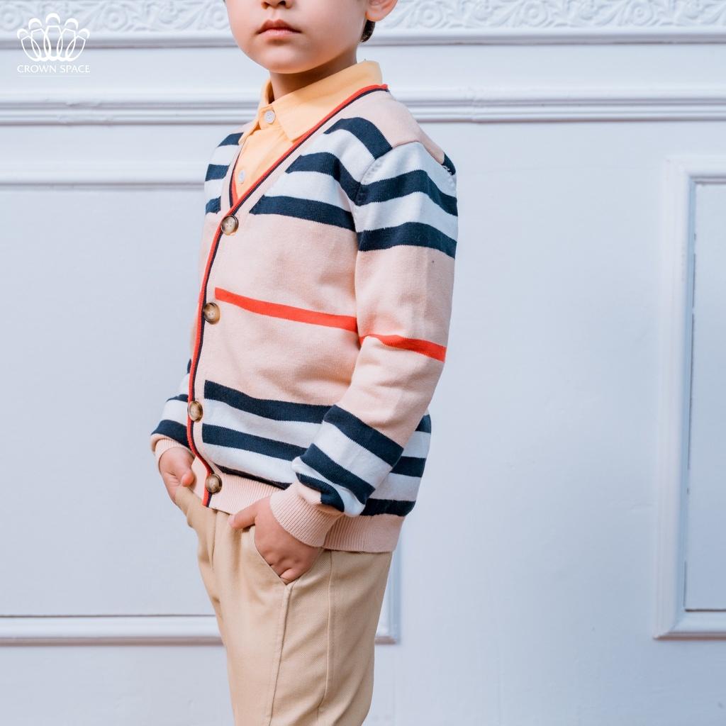 Áo Cardigan Bé Trai Cao Cấp Crown Space CKBL5411807 Chuẩn Soái Ca - Giữ Nhiệt Siêu Nhẹ Siêu Ấm - Size 19kg đến 24kg