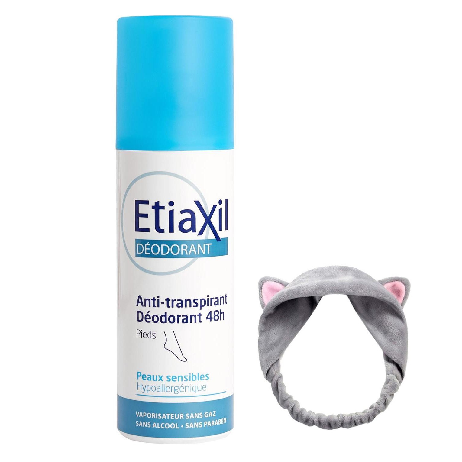 Xịt Khử Mùi Giúp Ngăn Ngừa Mồ Hôi Chân Etiaxil Déodorant Anti-Transpirant 48h Pieds 100ml + Tặng 1 Băng Đô Tai Mèo Xinh Xắn ( Màu Ngẫu Nhiên)