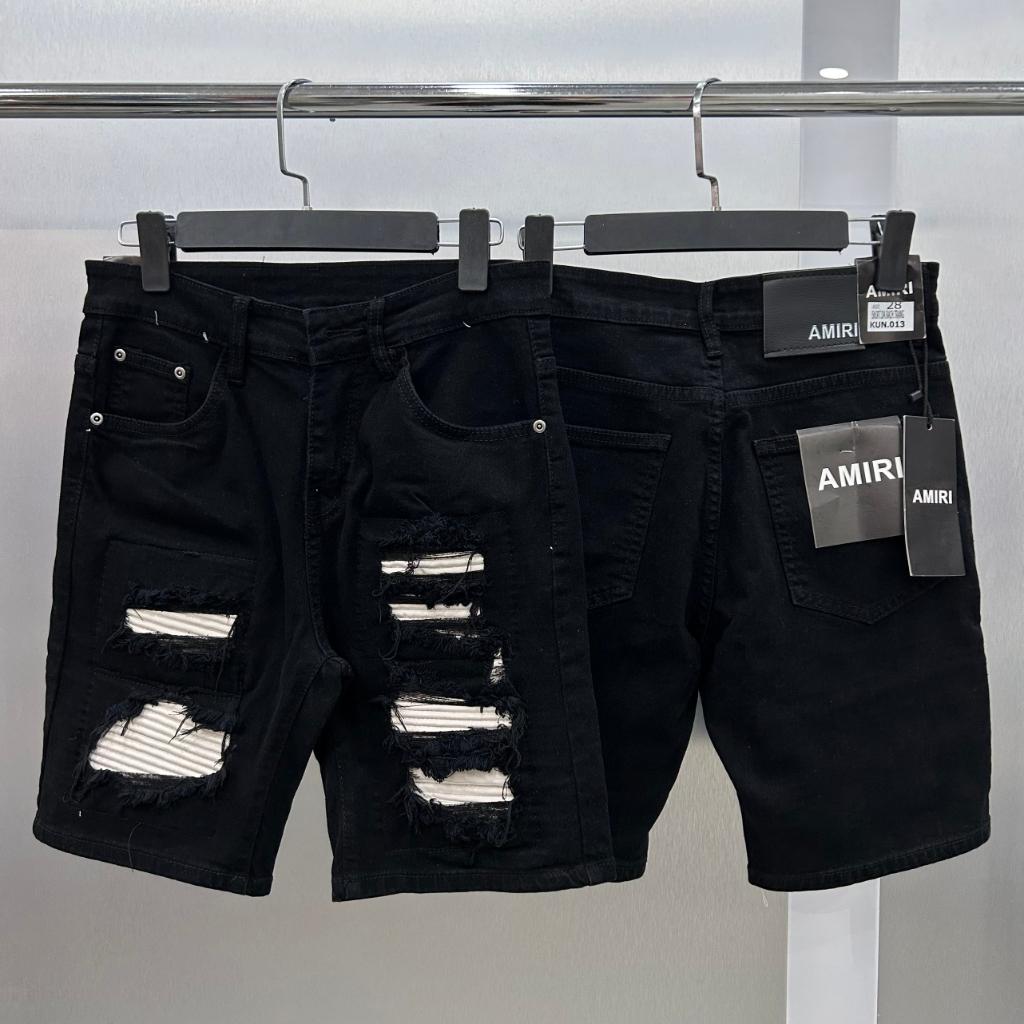 Quần Short Jean AMIRI Rách bọc da quần short đùi jean co giãn cao cấp - gin store