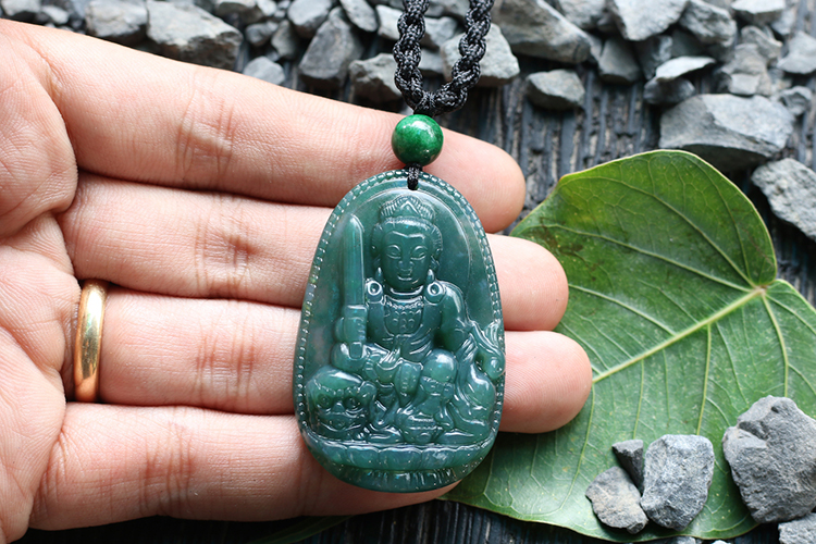 Mặt Dây Chuyền Văn Thù Bồ Tát Chalcedony Ngọc Quý Gemstones GA76