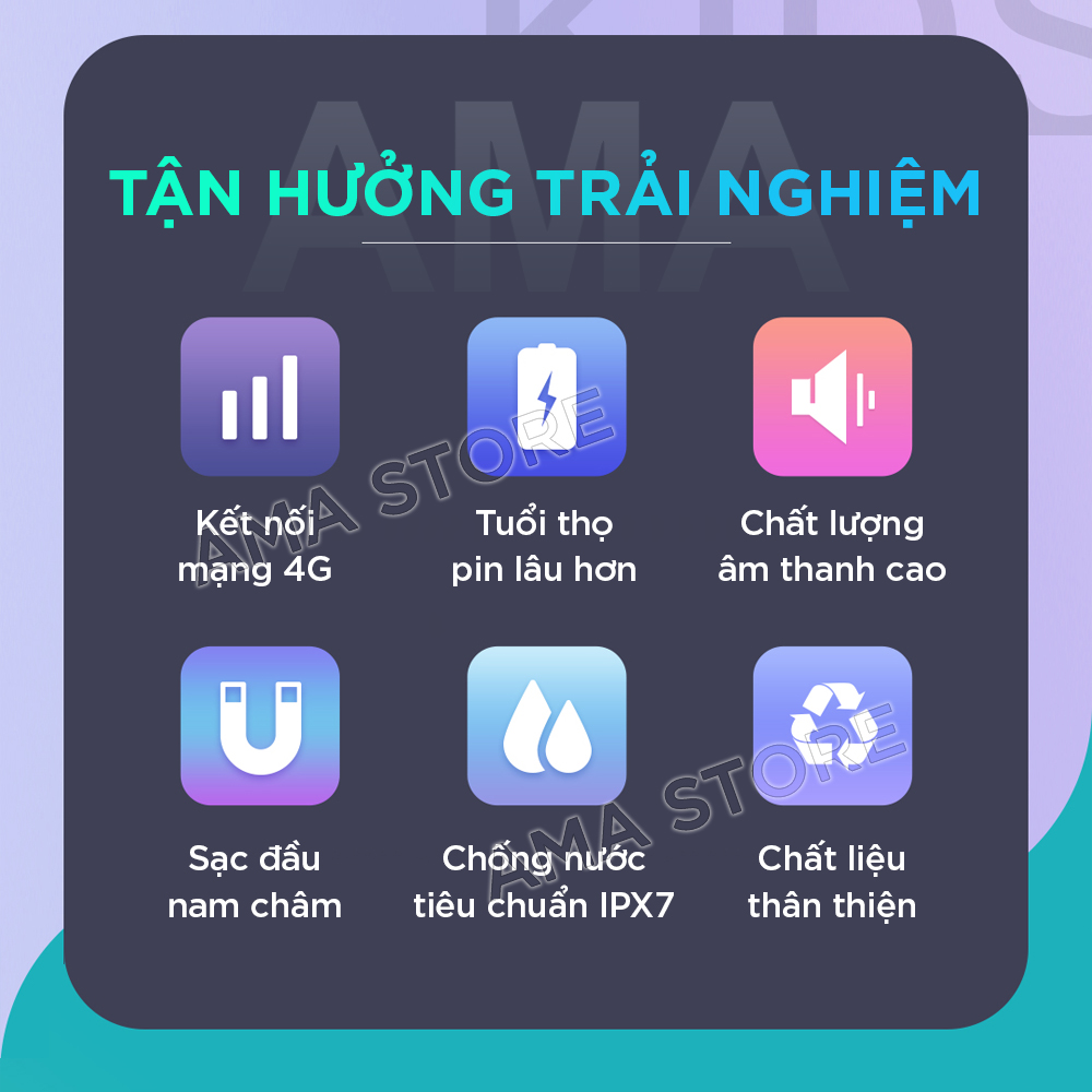 Đồng hồ Trẻ em Thông minh Tiếng Việt gắn Sim Gọi Video Call AMA Watch C80 Hàng nhập khẩu