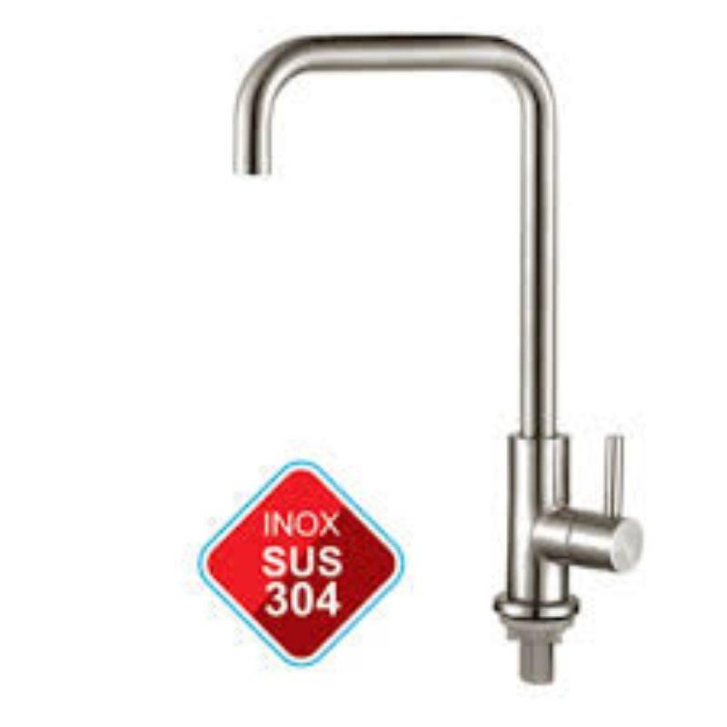 Vòi rửa chén Lạnh kiểu ống vuông góc ống phi 24mm gắn chậu rửa chén INOX SUS 304 cao cấp HPN-RC03