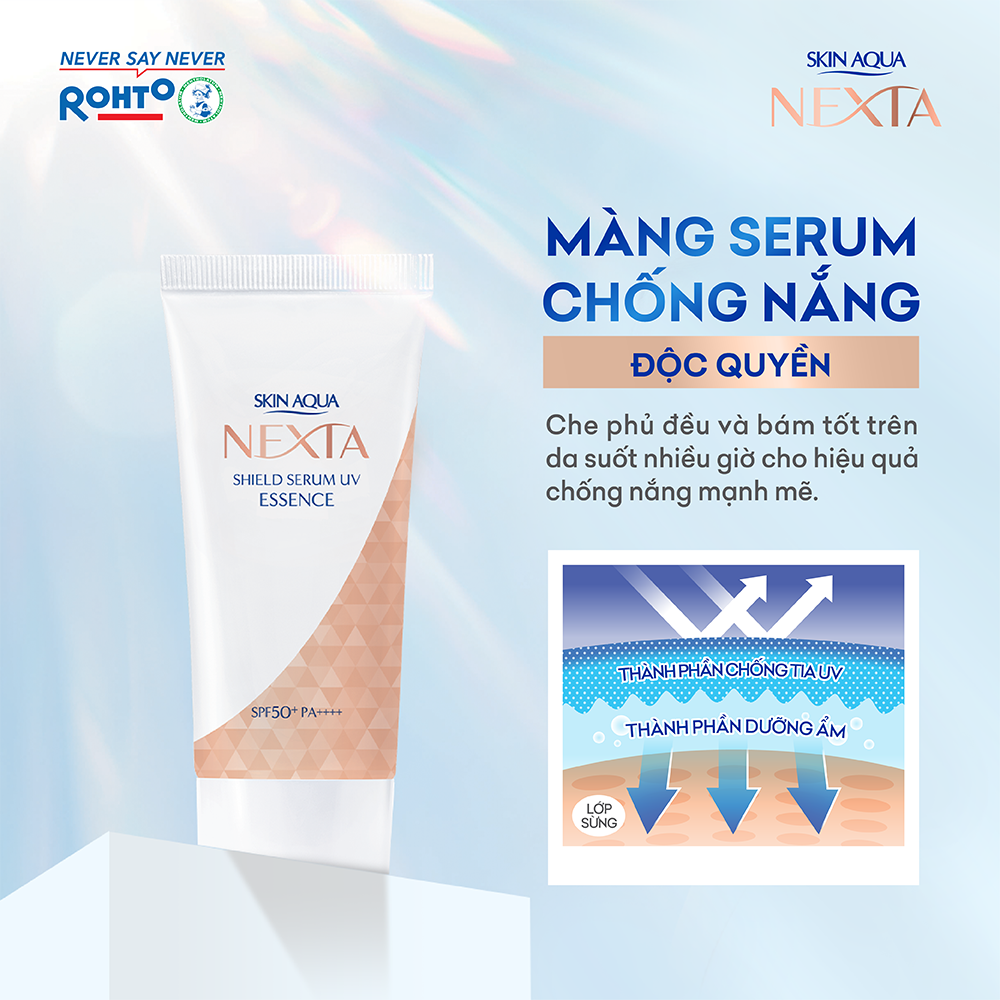 Hộp quà Tinh chất serum chống nắng Skin Aqua Nexta Shield Serum UV SPF50+ PA++++ 50g (TẶNG Nước tẩy trang Hada Labo)
