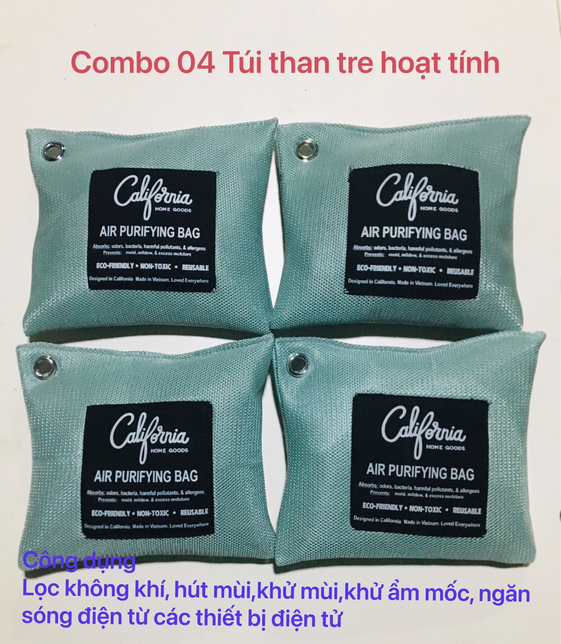 Combo 04 Túi khử mùi, lọc không khí than hoạt tính loại 200g