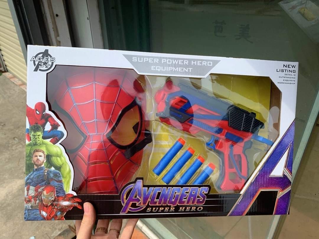 Đồ Chơi Mặt Nạ Siêu Nhân Spiderman Kèm Phụ Kiện  Bắn Xốp Cho Bé Trai