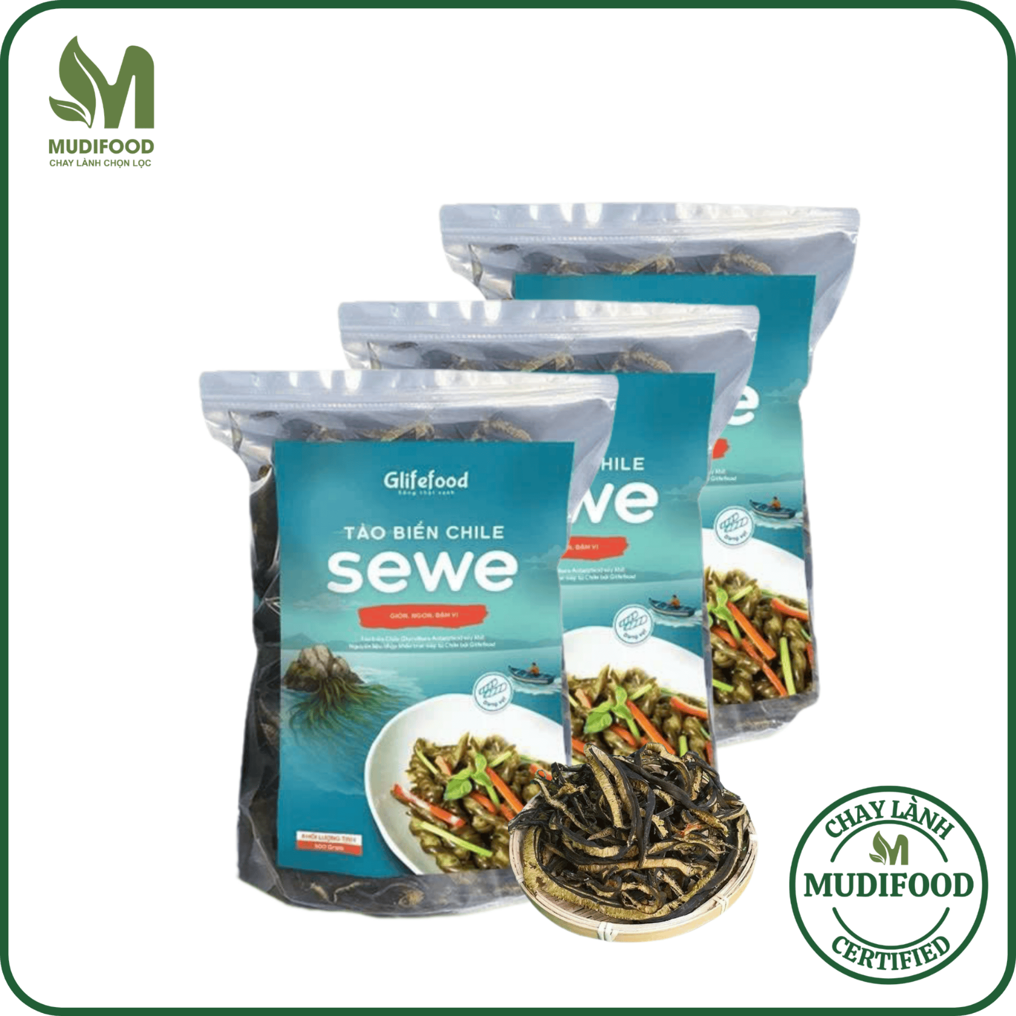 Combo 3 Túi Tảo Xoắn Chile Sewe - Glifefood (Mỗi Túi 200g) - Nguyên Liệu Nấu Ăn, Ăn Chay, Healthy Nhập Khẩu Chính Ngạch