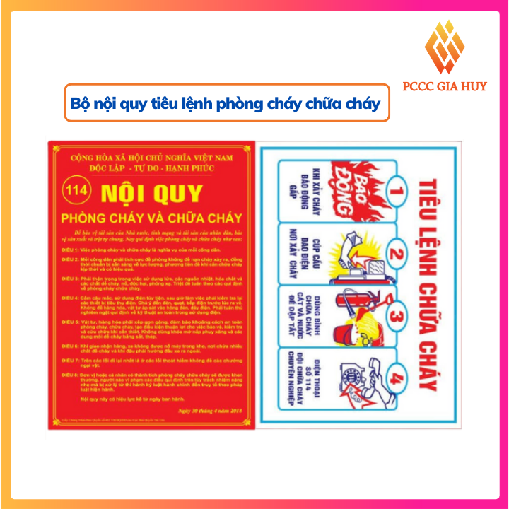 Bảng tiêu lệnh chữa cháy bằng nhựa Mica 30x40cm